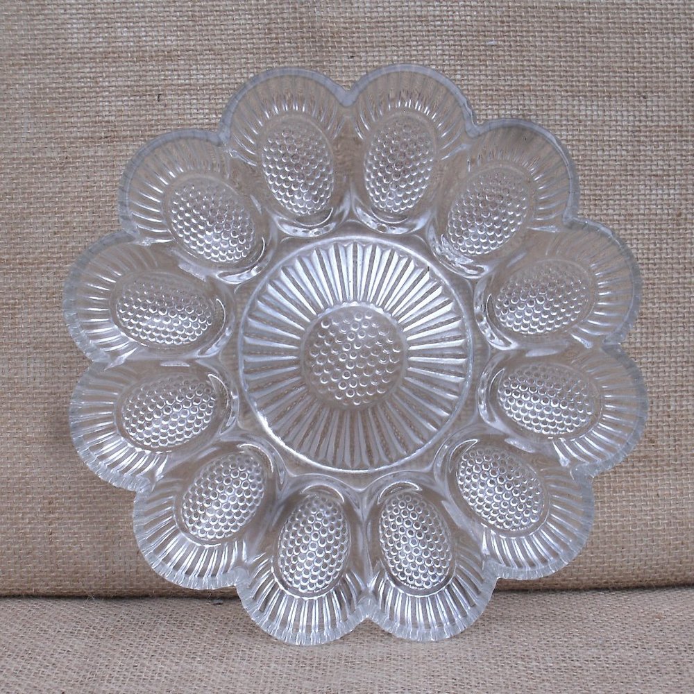 Vintage Indiana Glass Deviled Egg Tray Plate